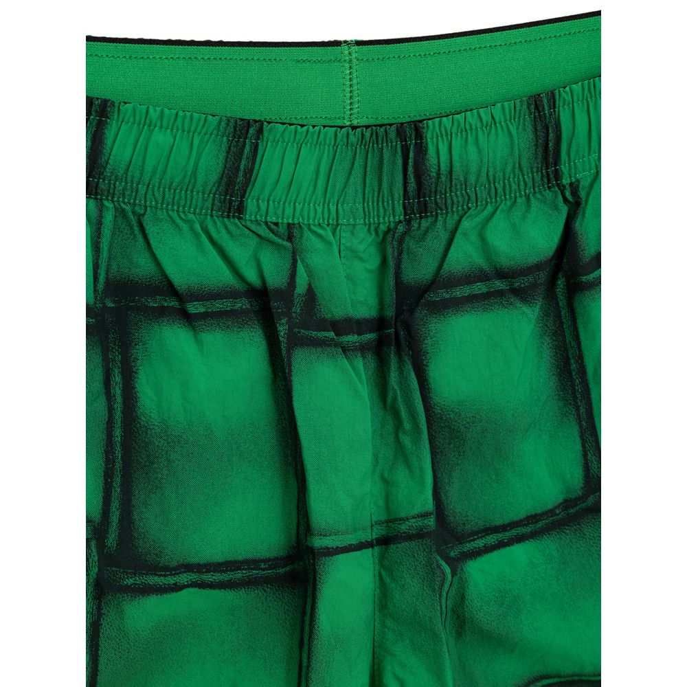 Green boxer shorts with a patterned design
