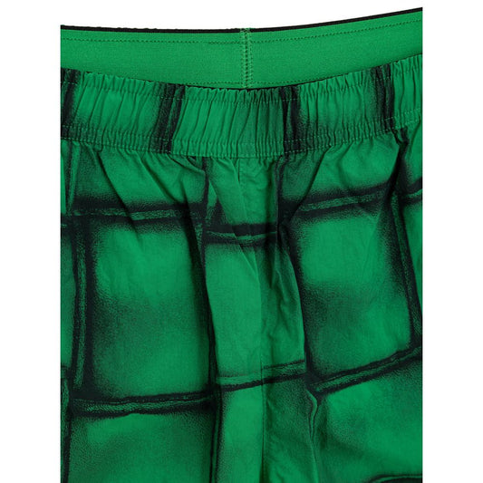 Green boxer shorts with a patterned design