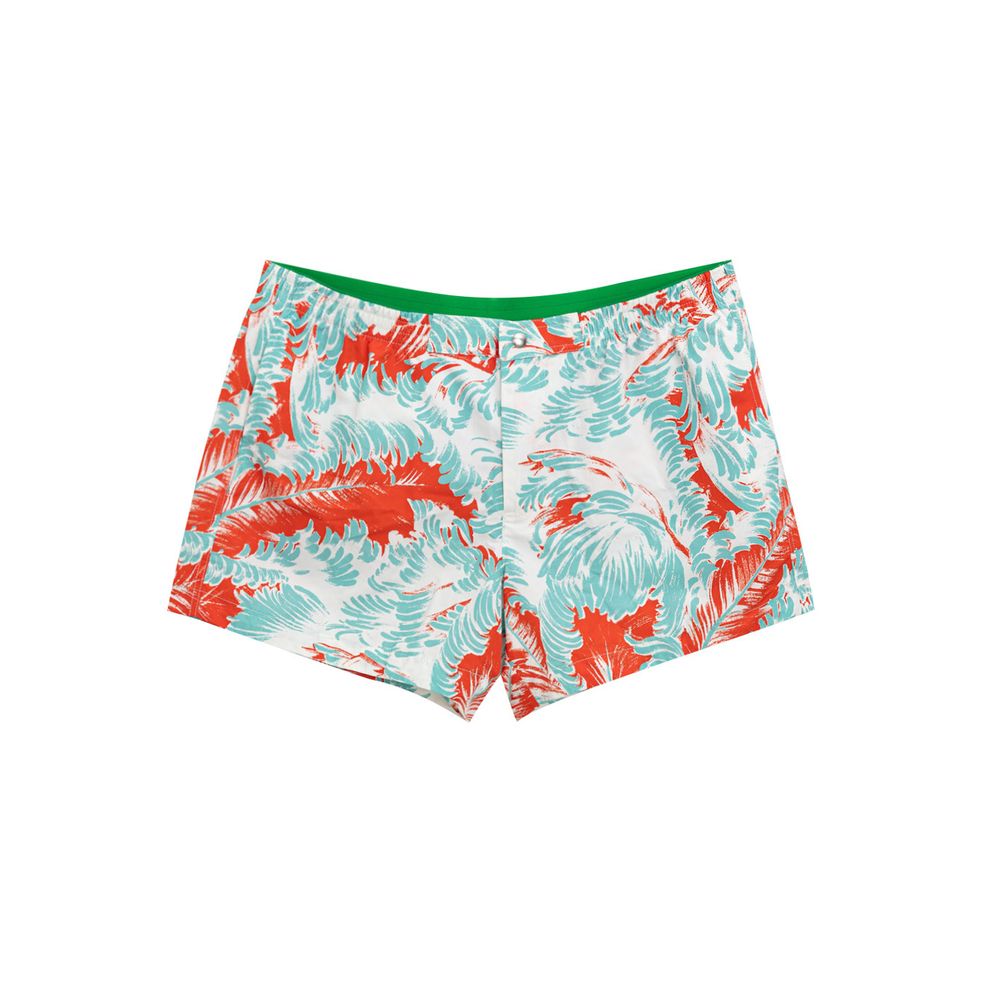 Shorts with red and blue pattern