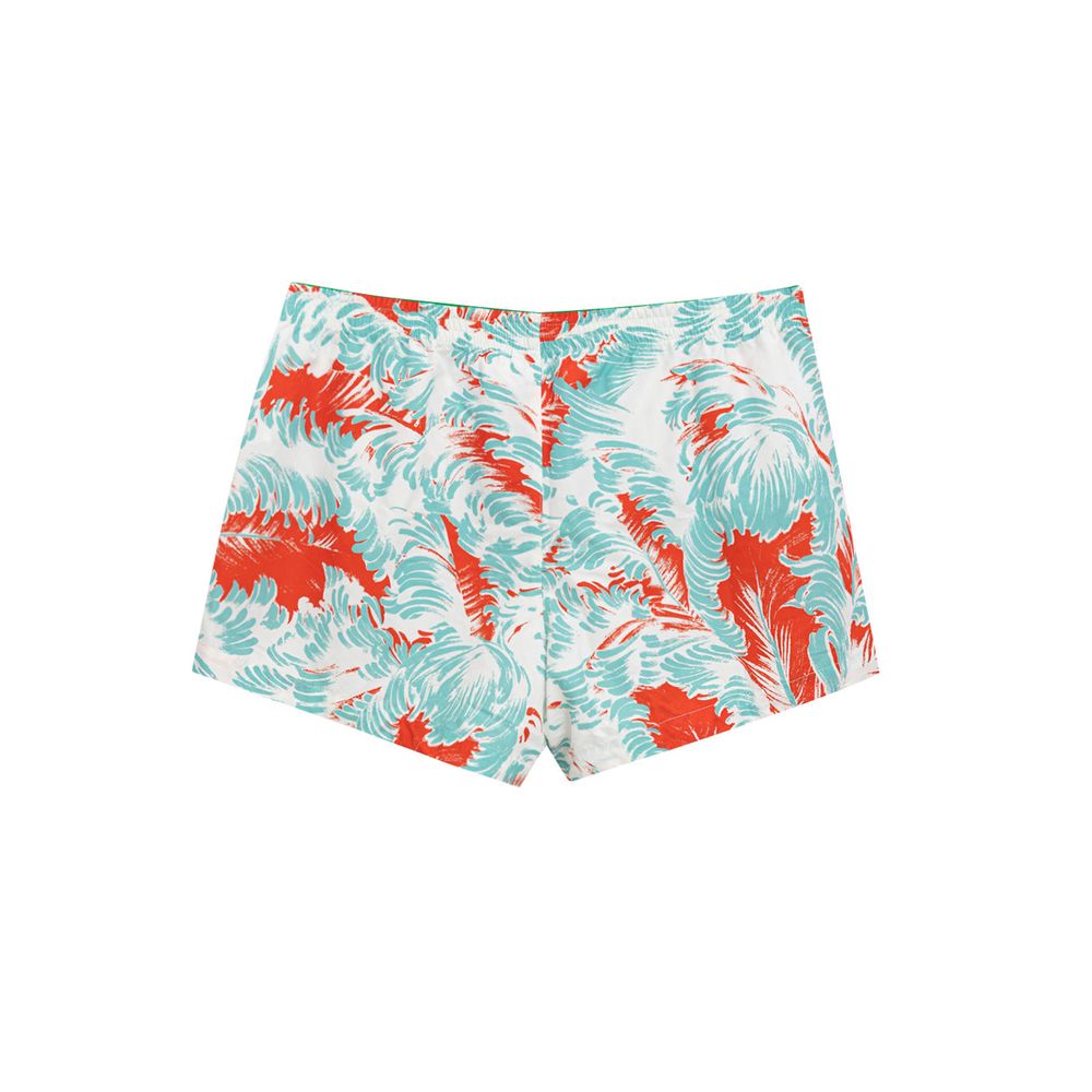 Pair of shorts with red and blue floral pattern
