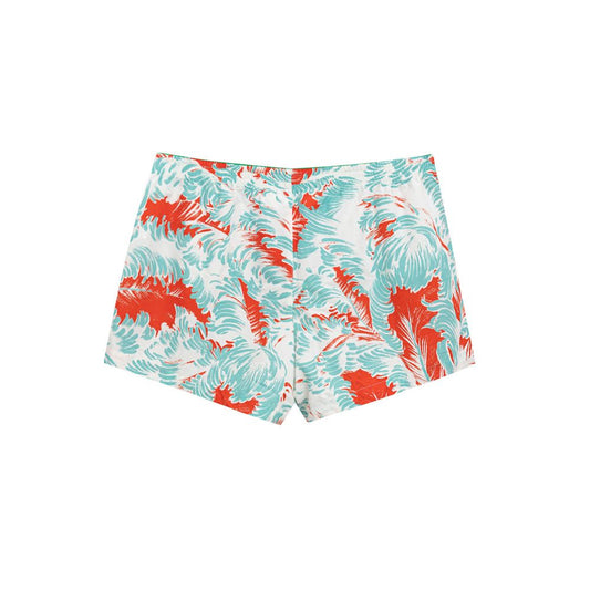 Pair of shorts with red and blue floral pattern