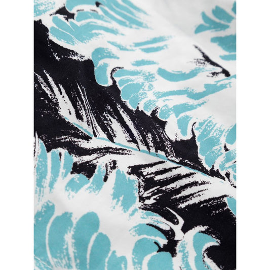 Blue and white patterned fabric