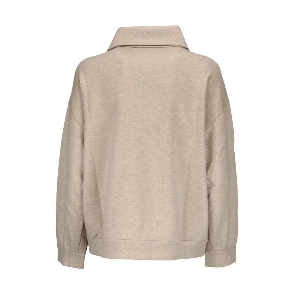 Tan hooded sweatshirt on display