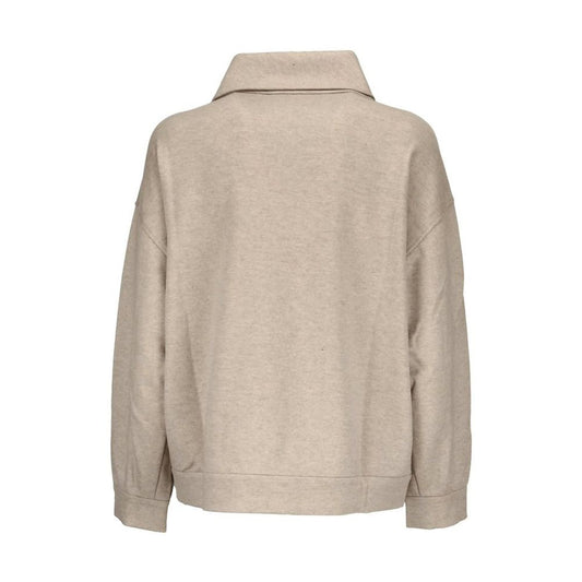 Tan hooded sweatshirt on display