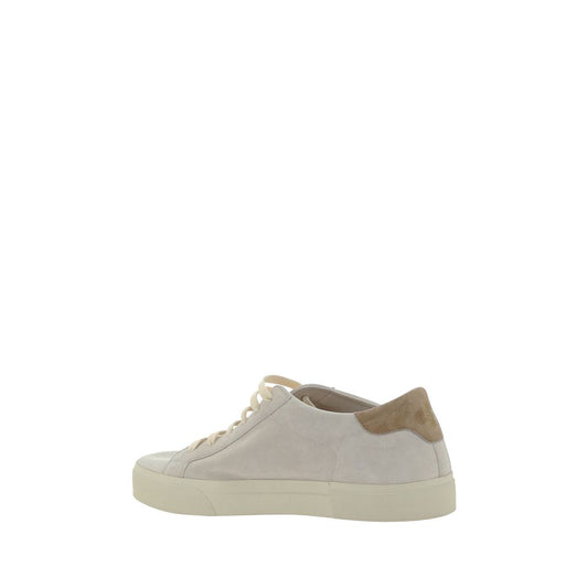 Tan suede sneaker with white laces