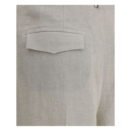 Tan linen trousers with front pocket