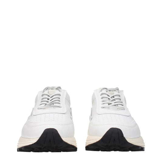 Pair of white leather chunky sneakers with black laces