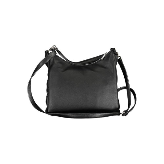 Black leather crossbody bag with adjustable straps