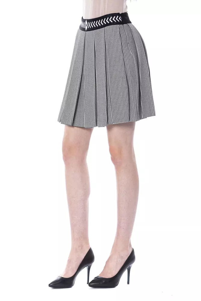 Black and white checkered skirt worn by a model