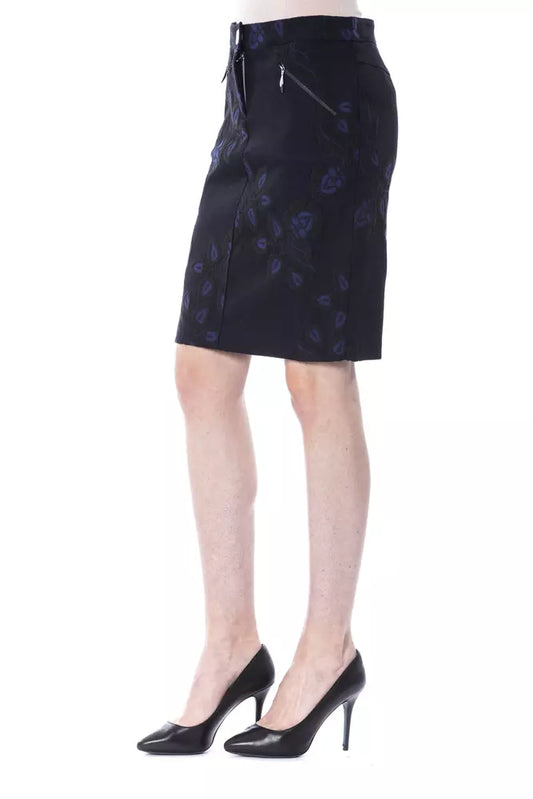 Black skirt with floral pattern on model