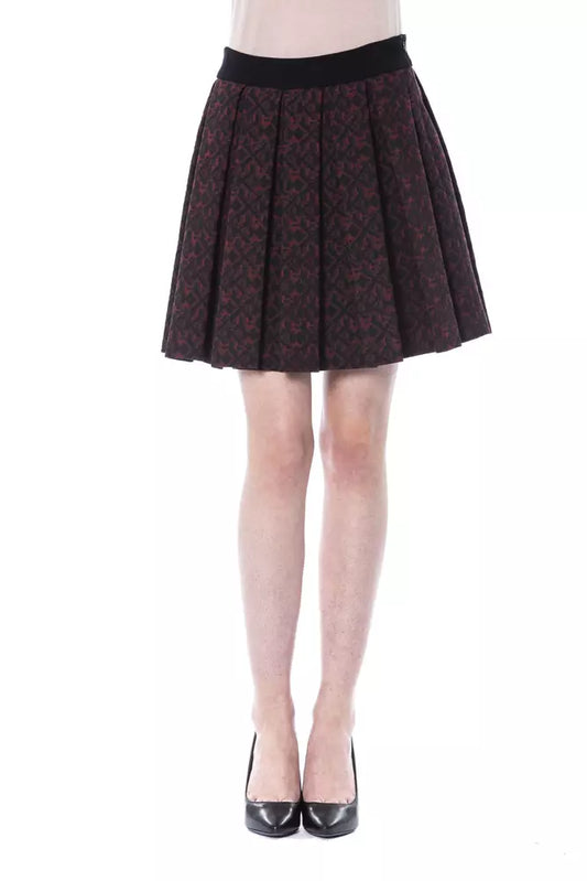 Black skirt with red pattern on model