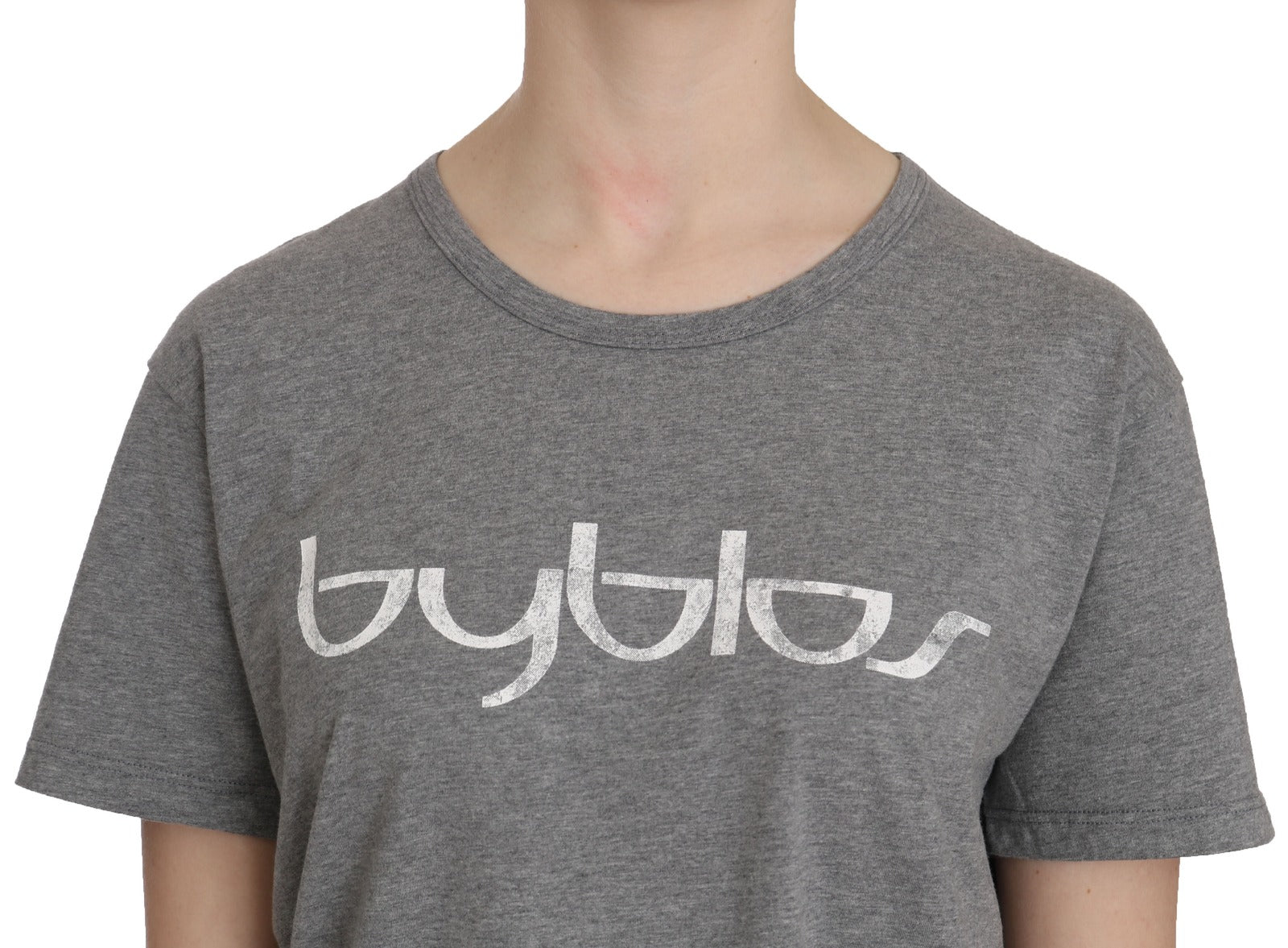 Grey t-shirt with white lettering