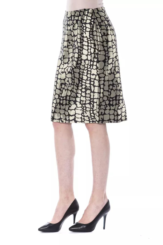 Skirt with patterned design on model