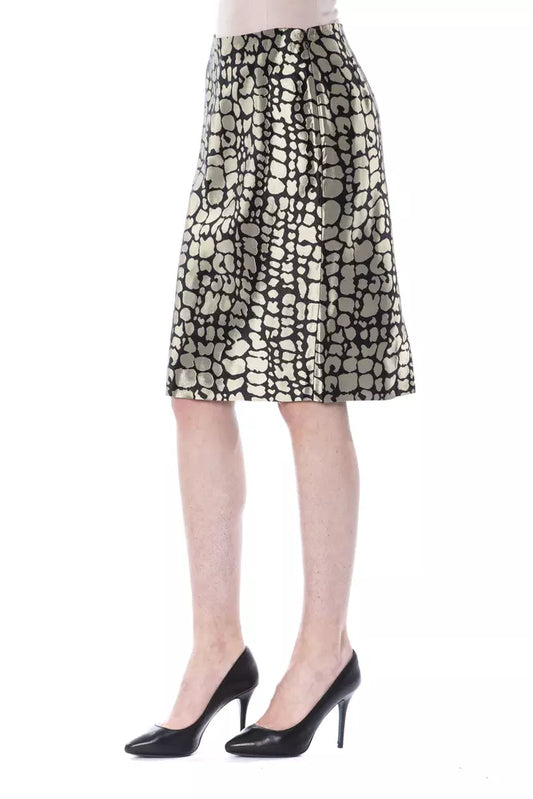 Skirt with patterned design on model