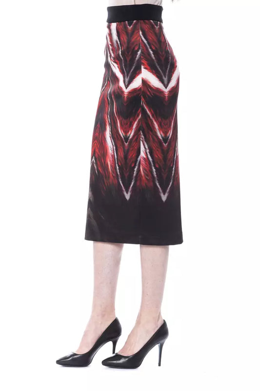 Skirt with red pattern on a model