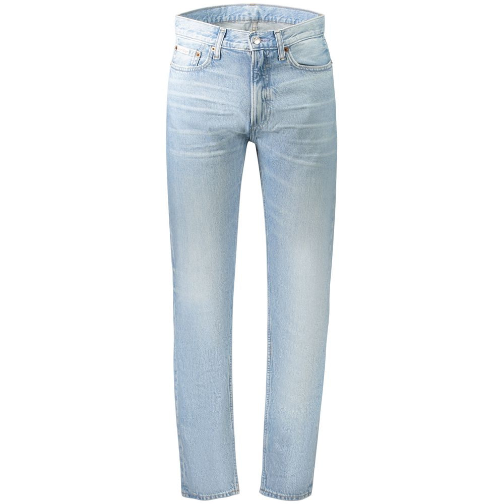 Pair of blue jeans on a hanger