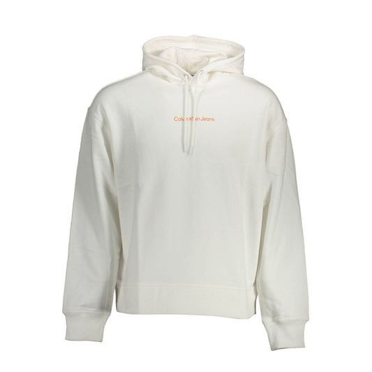 White hoodie with orange text on front