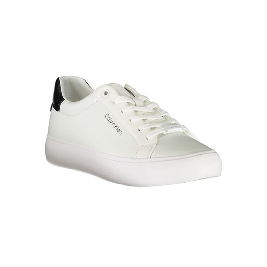 White sneaker with black laces and logo on side, featuring a low-top design