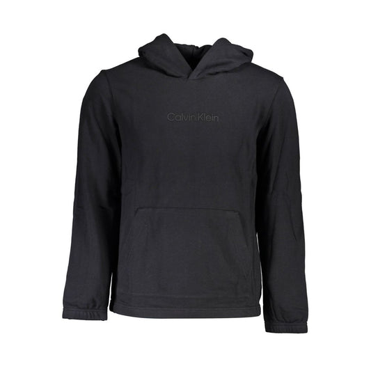 Black hoodie with white logo on front