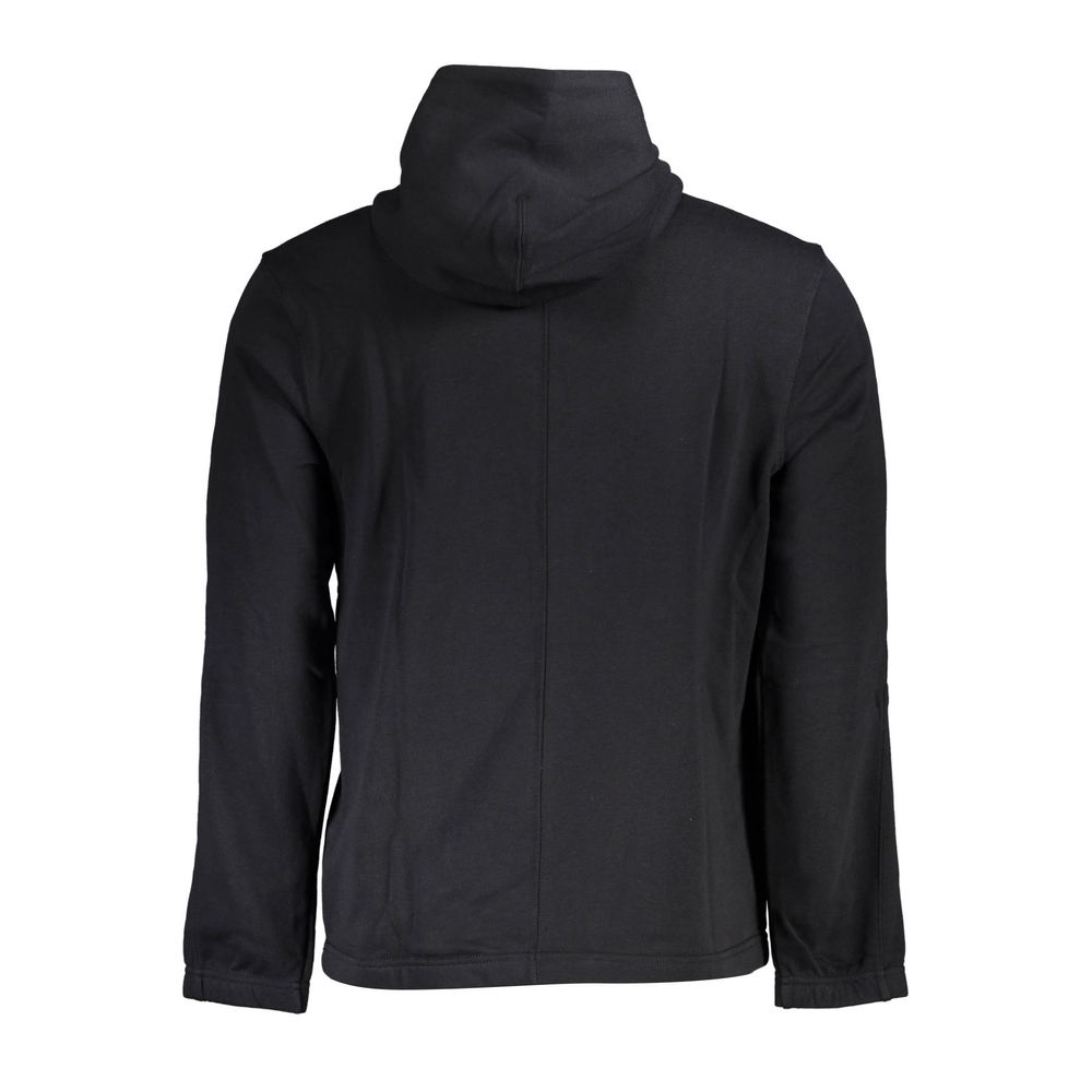 Black hooded jacket with zipper closure
