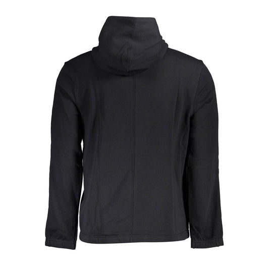 Black hooded jacket with zipper closure