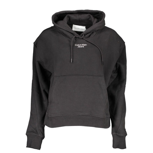 Black hoodie with white logo on front