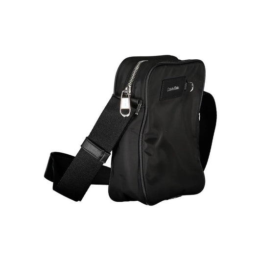 Black bag with strap over shoulder