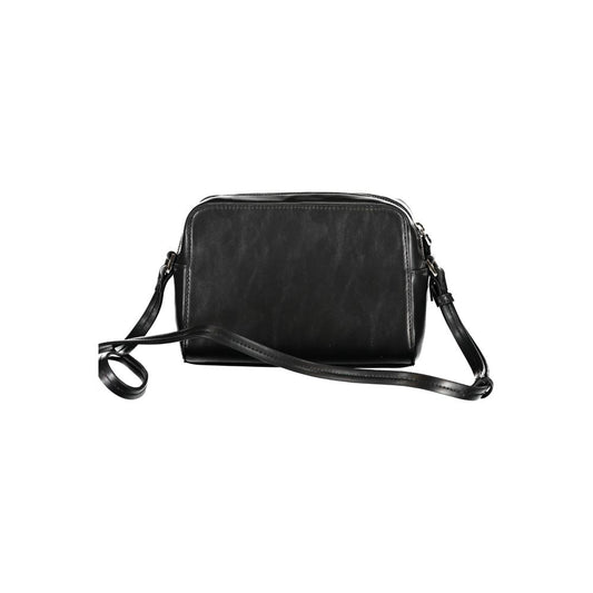 Black leather crossbody bag with strap