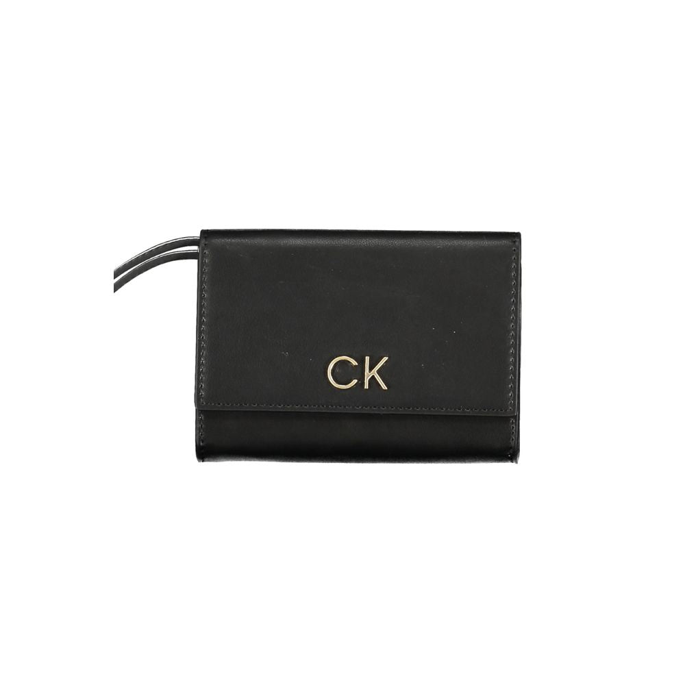Black leather wallet with gold lettering