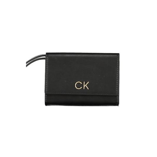 Black leather wallet with gold lettering