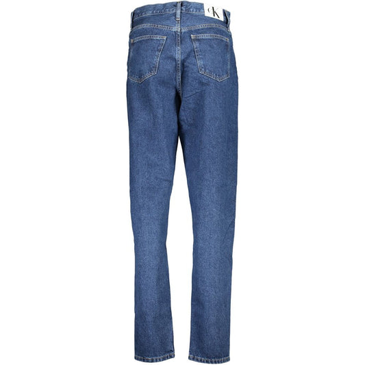 Blue denim jeans on a hanger