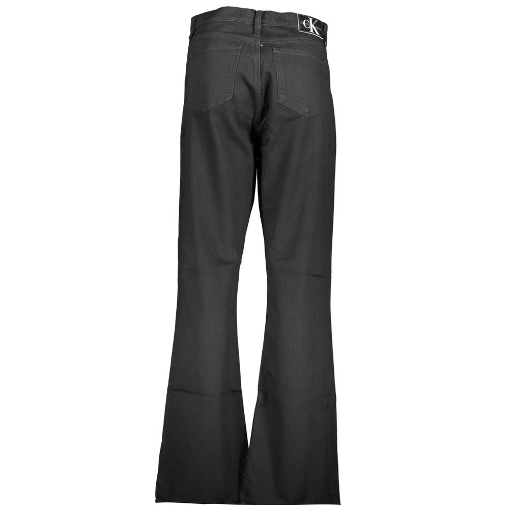 Pair of dark blue jeans with long legs