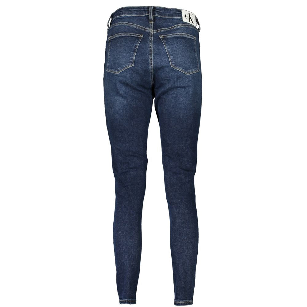 Blue denim jeans on a hanger