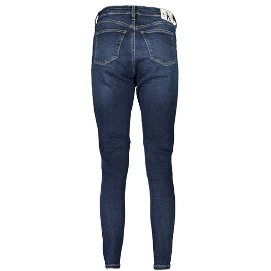 Blue denim jeans on a hanger
