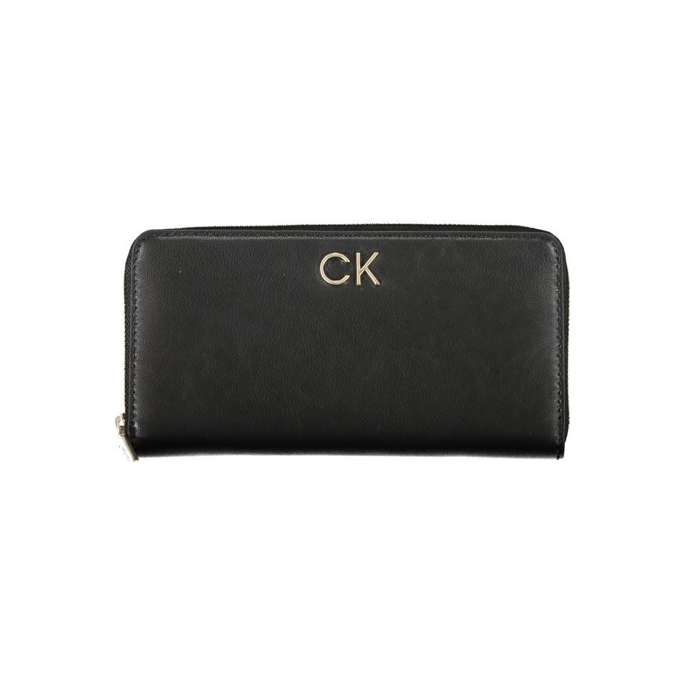Black leather wallet with gold lettering