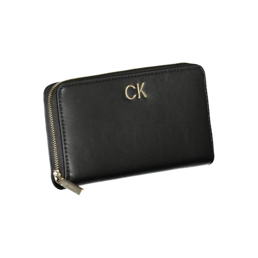 Black leather wallet with gold lettering