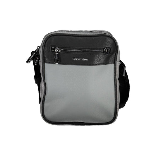 Grey and black fanny pack with zippered pocket on front