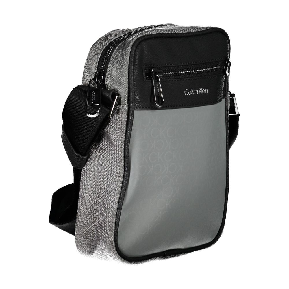 Grey and black bag with zippered compartments
