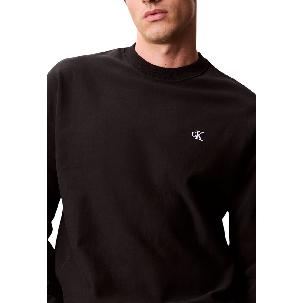 Black sweatshirt with white logo on front