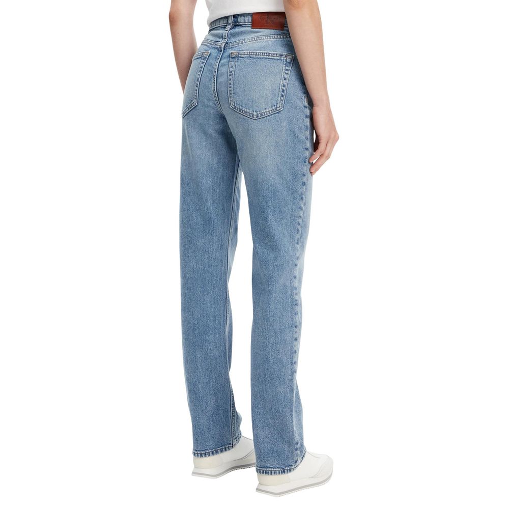 Pair of blue denim jeans on a mannequin