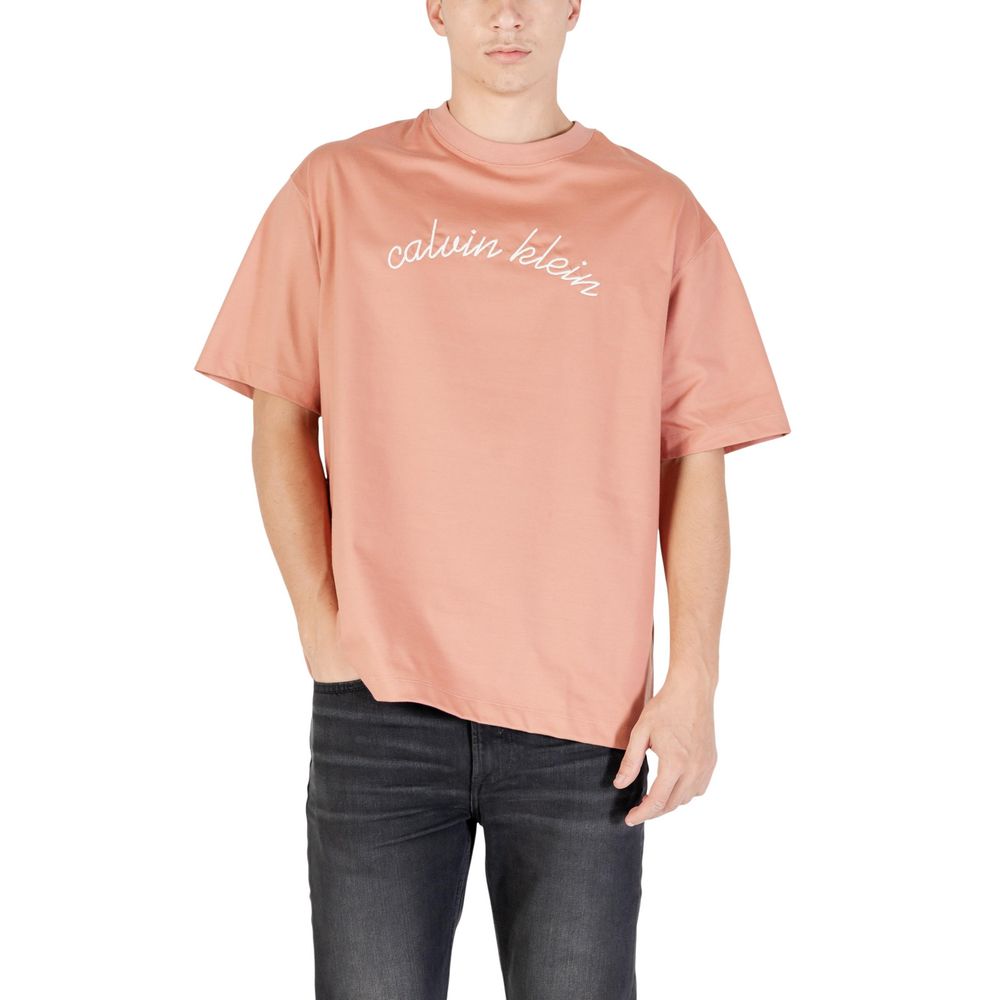 Mannequin wearing pink t-shirt with white logo