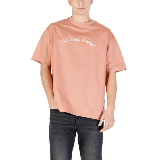 Mannequin wearing pink t-shirt with white logo