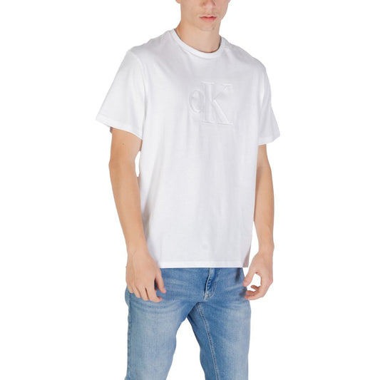White t-shirt with a small logo on front