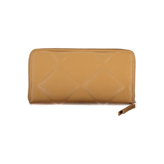 Small brown leather wallet with diamond stitching