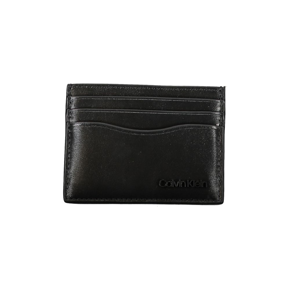 Black leather wallet with gold lettering