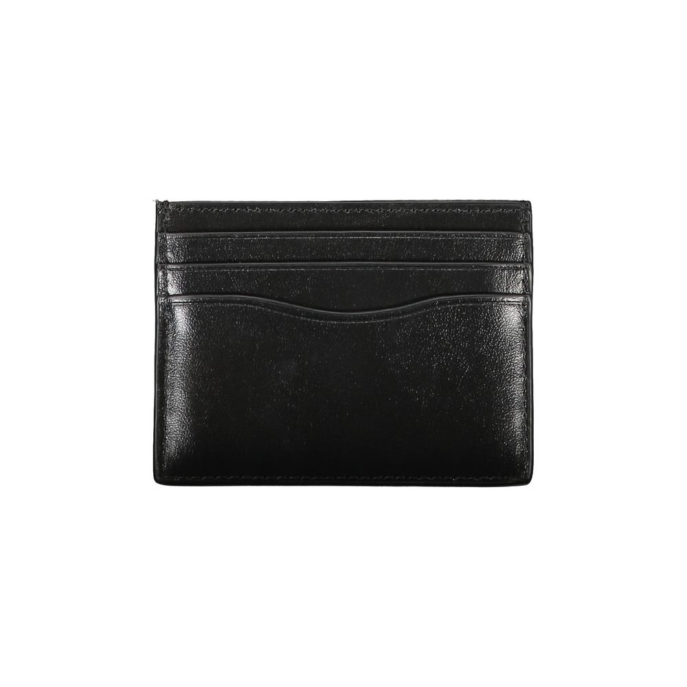Black leather wallet with card slots
