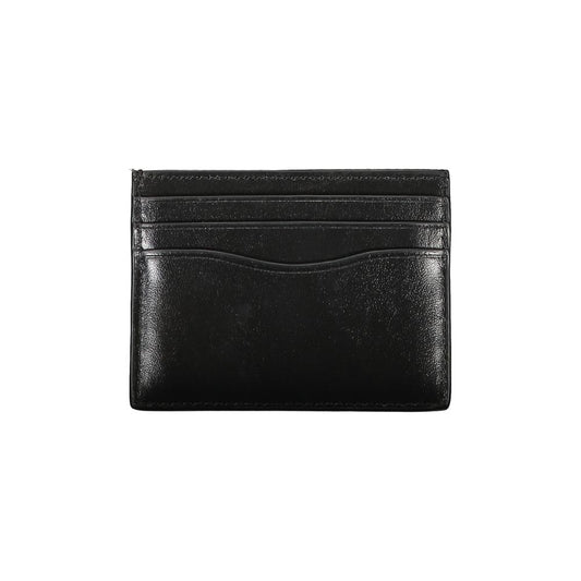 Black leather wallet with card slots