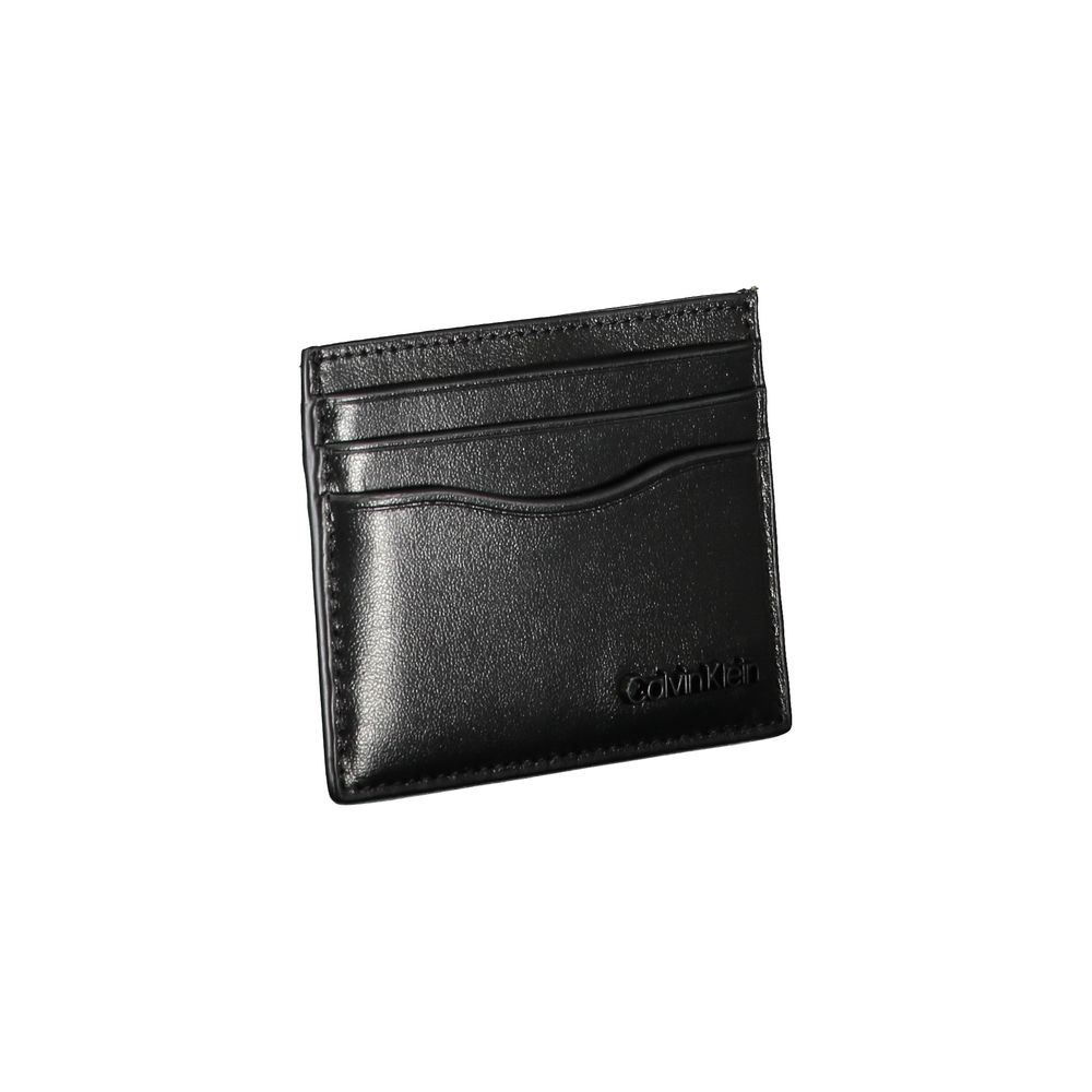 Black leather wallet with zipper closure