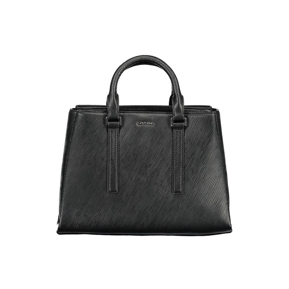 Black leather handbag with two straps