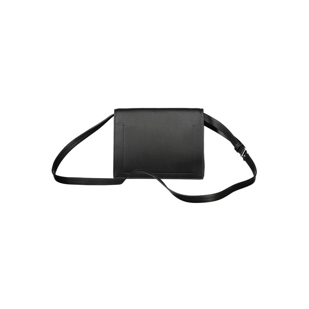 Black leather crossbody bag with strap